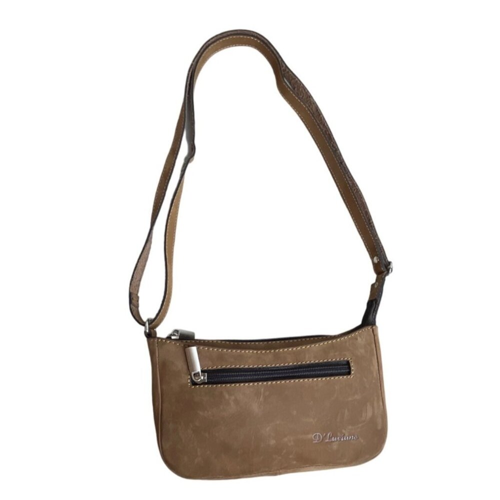 D Luciano Women's Light Brown Suede Leather Shoulder Bag Sz S